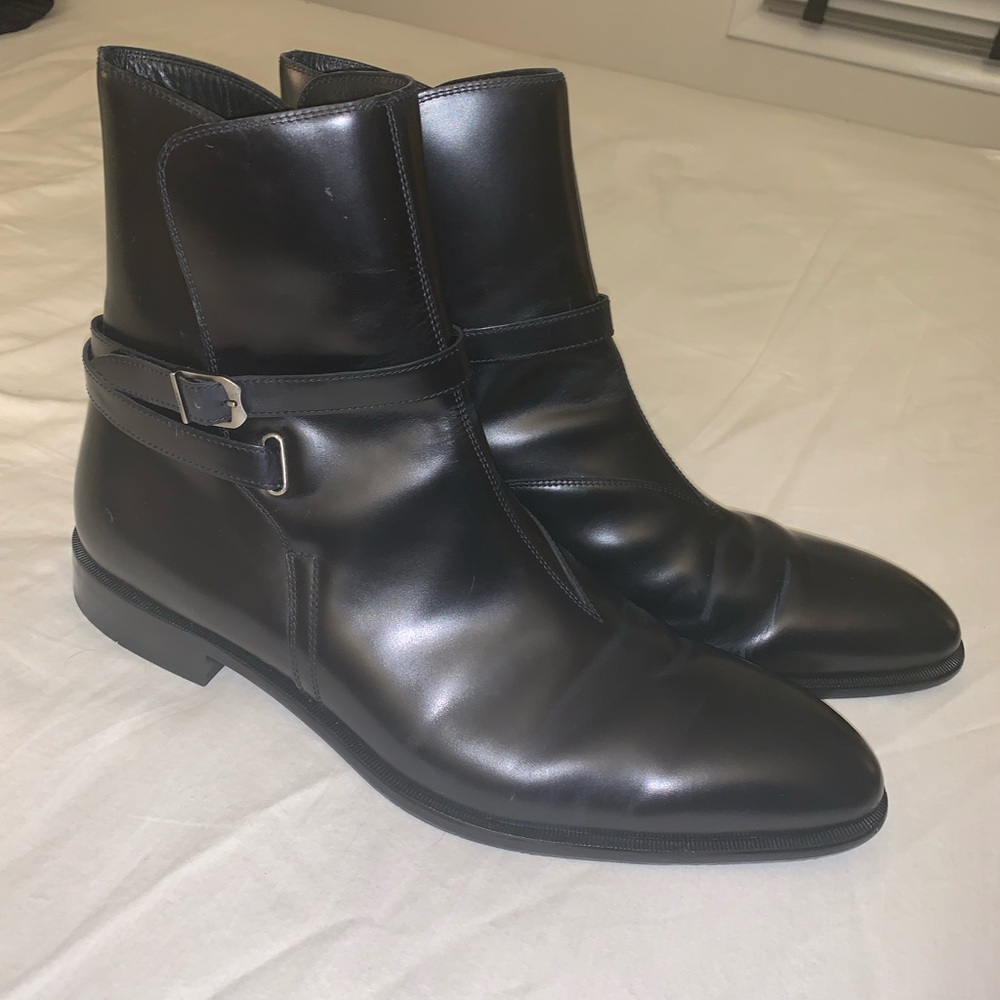 Bally Black Leather Men’s Harness Boots